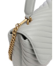 PINKO CLASSIC LADY LOVE BAG Chevron-Tasche Perlgrau-Antikgold - Damentaschen - 3