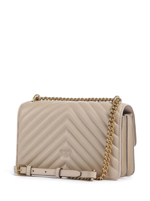 MINI LOVE BAG Eine Chevron-Tasche Beige-Rauchgrau-Antikgold - Damentaschen