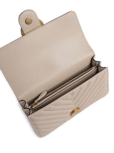 MINI LOVE BAG Eine Chevron-Tasche Beige-Rauchgrau-Antikgold - Damentaschen