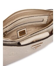 GUESS CRESIDIA 2 Pfingstrosen-Schultertasche mit gepr&auml;gtem Logo Off-White-Logo - Damentaschen - 5