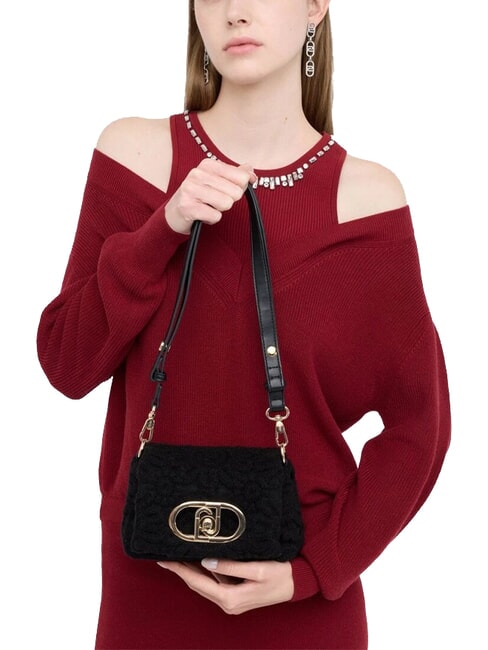 LAPUFFY Mikro-Schultertasche mit Schultergurt SCHWARZ - Damentaschen