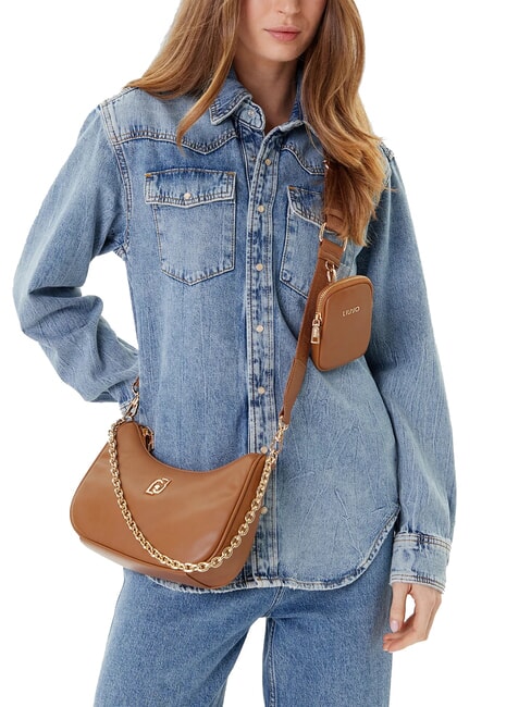 ACHALA Kleine Tasche mit Kette und Beutel Wildleder- - Damentaschen