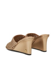 TOMMY HILFIGER TH Hohe, metallisch gl&auml;nzende H&auml;kelsandalen Gold - Damenschuhe - 5