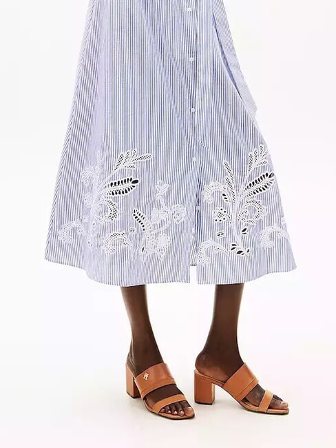 TH Leder-Pantolette mit breitem Absatz Zimtrinde - Damenschuhe