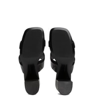 TOMMY HILFIGER TH Leder-Pantolette mit breitem Absatz Schwarz - Damenschuhe - 7