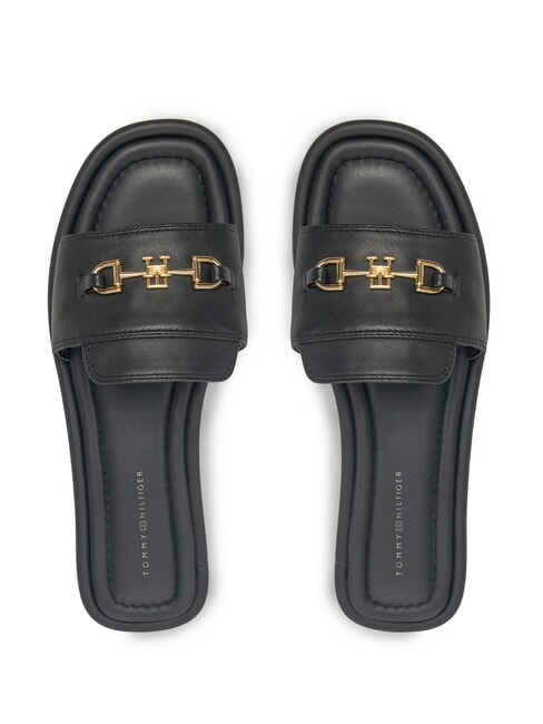 TH Lederpantoffeln mit Logo Schwarz - Damenschuhe