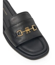 TOMMY HILFIGER TH Lederpantoffeln mit Logo Schwarz - Damenschuhe - 4