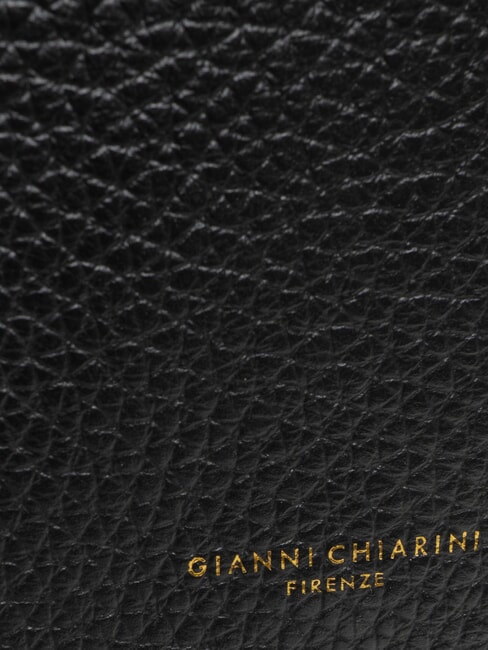 CECILE Schultertasche aus geh&auml;mmertem Leder Schwarz - Damentaschen