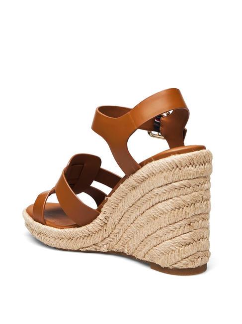 TH Hohe Espadrilles-Keilsandalen aus Leder Cognacbraun - Damenschuhe