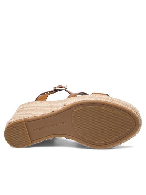 TH Hohe Espadrilles-Keilsandalen aus Leder Cognacbraun - Damenschuhe