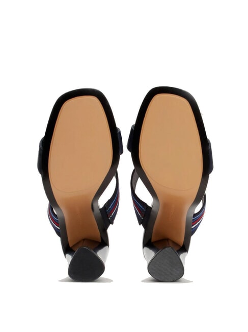 SLIDE Hohe Sandalen mit Logoband Weltraumblau - Damenschuhe