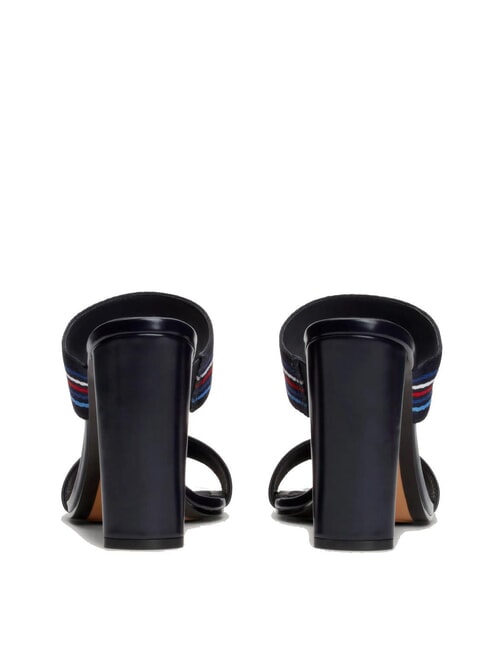 SLIDE Hohe Sandalen mit Logoband Weltraumblau - Damenschuhe