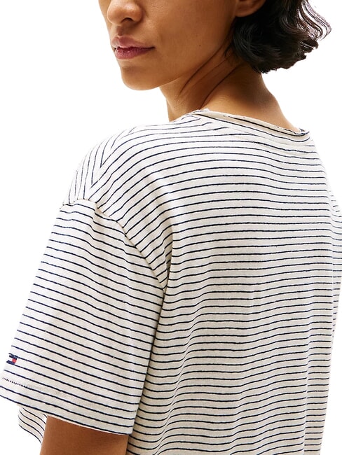 TH L&auml;ssig geschnittenes T-Shirt mit V-Ausschnitt cremefarben/dunkelblau stp - T-Shirts und Tops f&uuml;r Damen