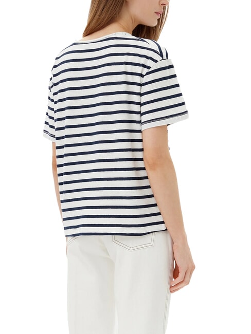 TH L&auml;ssig geschnittenes T-Shirt mit V-Ausschnitt Breton Ecru/Dunkelblau STP - T-Shirts und Tops f&uuml;r Damen