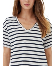 TOMMY HILFIGER TH L&auml;ssig geschnittenes T-Shirt mit V-Ausschnitt Breton Ecru/Dunkelblau STP - T-Shirts und Tops f&uuml;r Damen - 3