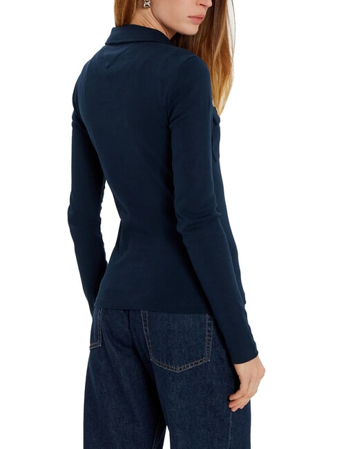 TH Schmal geschnittenes, lang&auml;rmeliges Poloshirt dunkle Nachtmarine - Damen-Polo-Shirts/Damen-Polo-Shirt/Damenpoloshirt/Damenpoloshirts