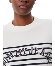 TOMMY HILFIGER VARSITY Baumwollpullover mit Rundhalsausschnitt und Logo altes Wei&szlig; - Damenpullover - 3