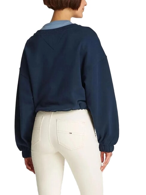 TJW Damen-Sweatshirt mit Rundhalsausschnitt und Kordelzug dunkle Nachtmarine - Sweatshirts Damen