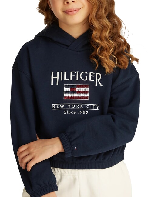 KIDS BIMBA Pailletten-Patch-Hoodie dunkle Nachtmarine - Sweatshirts Kinder