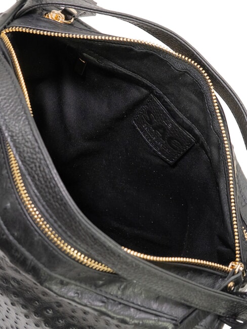 TRIO Rucksack aus Strau&szlig;enleder schwarzer Strau&szlig; - Damentaschen