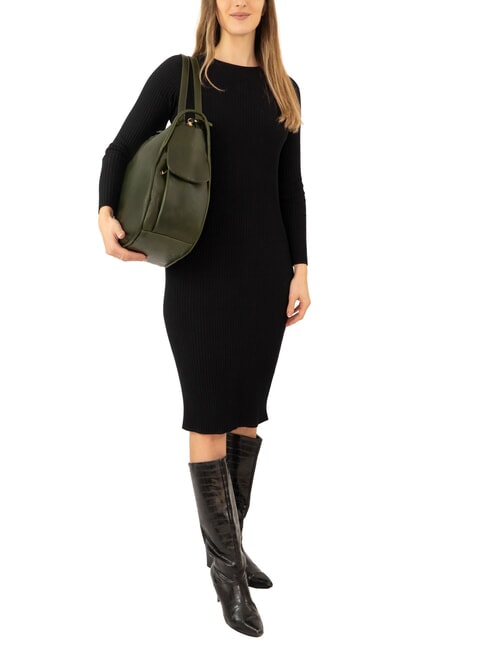 TRIO Rucksack aus Nappaleder Gr&uuml;n - Damentaschen