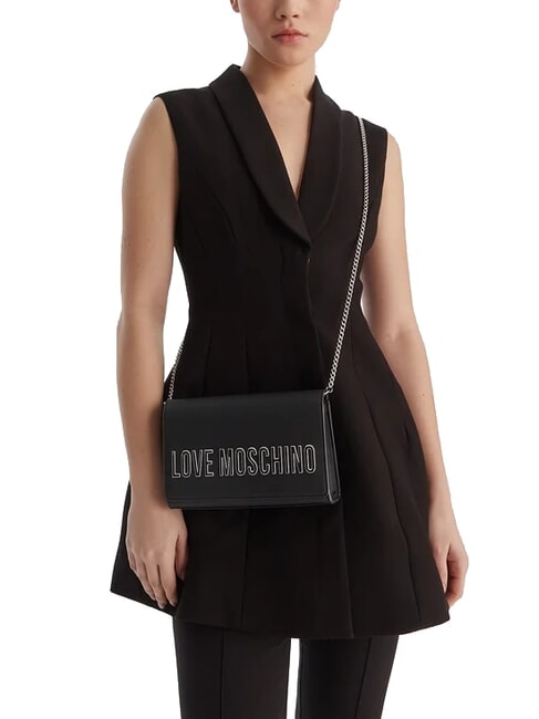 SMART DAILY Clutch mit Kettenschulterriemen schwarzer Lack - Damentaschen