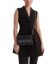 LOVE MOSCHINO SMART DAILY Clutch mit Kettenschulterriemen schwarzer Lack - Damentaschen - 5