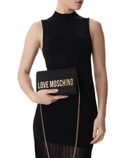 LOVE MOSCHINO SMART DAILY Clutch mit Kettenschulterriemen Schwarz - Damentaschen - 5