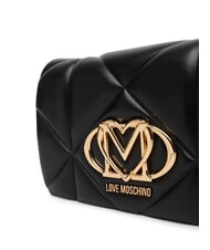 LOVE MOSCHINO EMBOSSED Schultertasche mit Klappe Schwarz - Damentaschen - 3