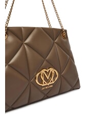 LOVE MOSCHINO EMBOSSED Schultertasche mit Kettenhenkeln Dreck - Damentaschen - 3