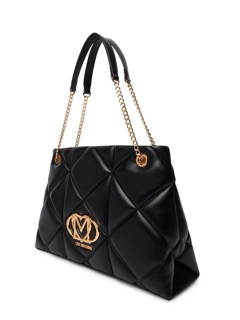 EMBOSSED Schultertasche mit Kettenhenkeln Schwarz - Damentaschen