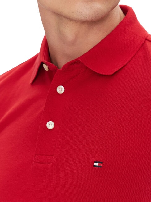 1985  1985 Schmal geschnittenes Poloshirt Mittelrot - Herren-Polo-Shirts/Herren-Polo-Shirt/Herrenpoloshirt/Herrenpoloshirts