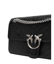 PINKO LOVE ONE LIGHT Mini-Stepptasche aus Leder schwarze Limousine - mattsilber - Damentaschen - 3