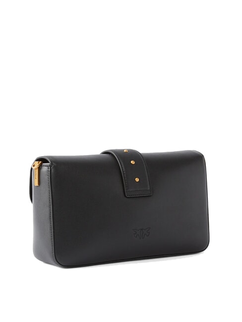 LOVE ONE Schultertasche aus Leder schwarz-antikgold - Damentaschen