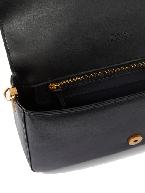 LOVE ONE Schultertasche aus Leder schwarz-antikgold - Damentaschen