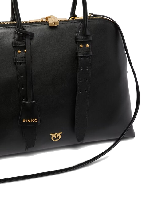 BOWLING Lederkuppeltasche mit Schulterriemen schwarze Limousine &ndash; mattes Gold - Damentaschen