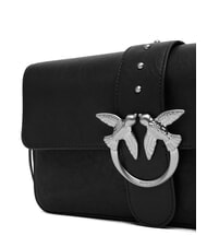 PINKO LOVE ONE Schultertasche aus Leder schwarze Limousine - mattsilber - Damentaschen - 3