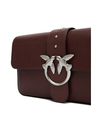 PINKO LOVE ONE Schultertasche aus Leder braun-kastanienbraun matt silber - Damentaschen - 3