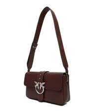 PINKO LOVE ONE Schultertasche aus Leder braun-kastanienbraun matt silber - Damentaschen - 5