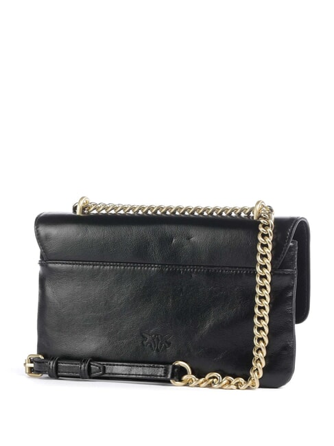 LOVE BAG Schmale Schultertasche aus Leder schwarze Limousine &ndash; mattes Gold - Damentaschen