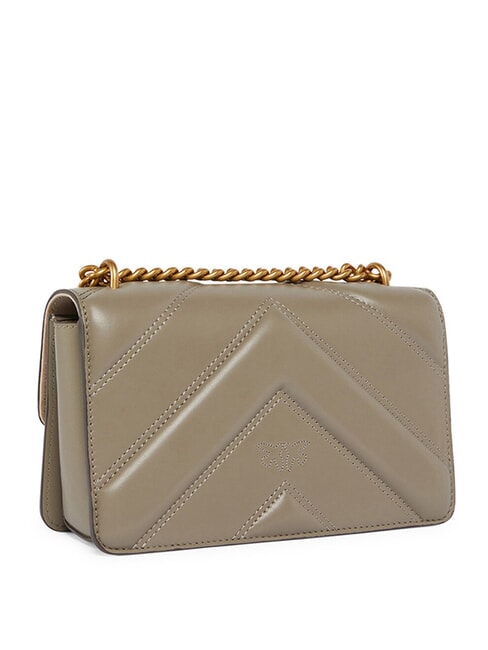 LOVE ONE MINI Schultertasche aus Leder Walnuss-Antikgold - Damentaschen