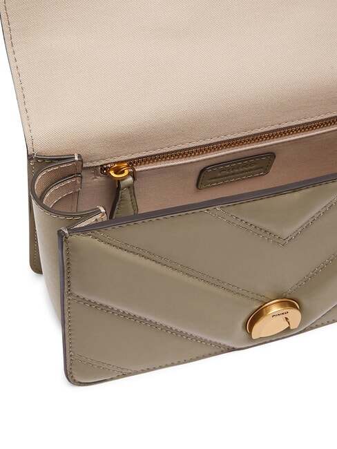 LOVE ONE MINI Schultertasche aus Leder Walnuss-Antikgold - Damentaschen