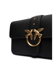 PINKO LOVE ONE Schultertasche aus Leder mit &Uuml;berschlag schwarz-antikgold - Damentaschen - 3