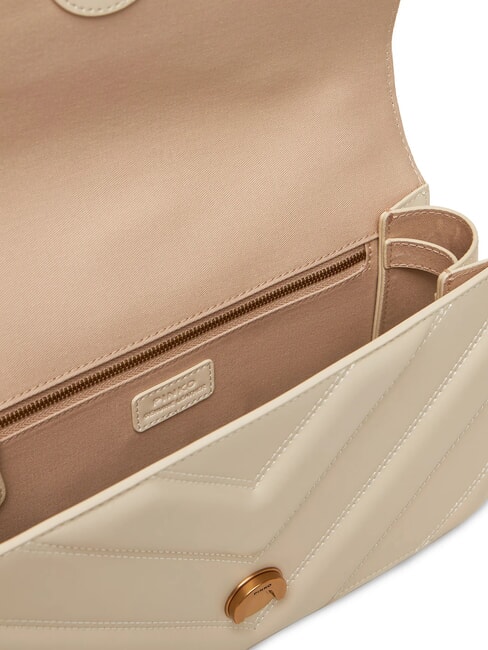 LOVE ONE CLASSIC Umh&auml;ngetasche aus Leder Seide wei&szlig;-antikgold - Damentaschen