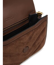 PINKO LOVE BOX Schultertasche aus Wildleder Braun-Kastanienbraun, mattgold - Damentaschen - 6