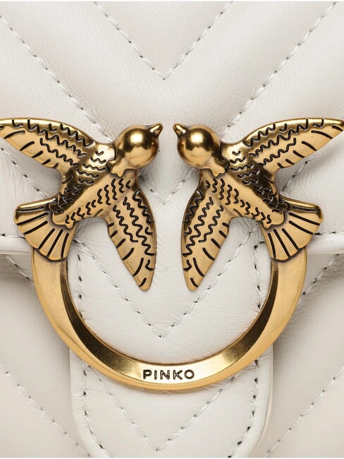 LOVE ONE Clutch aus Leder mit Chevron-Muster Seide wei&szlig;-antikgold - Damentaschen