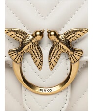 PINKO LOVE ONE Clutch aus Leder mit Chevron-Muster Seide wei&szlig;-antikgold - Damentaschen - 4