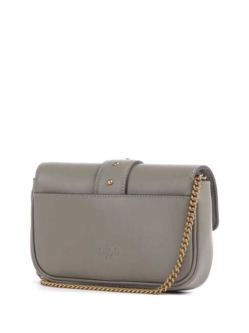 LOVE ONE POCKET Umh&auml;ngetasche aus Leder Walnuss-Antikgold - Damentaschen