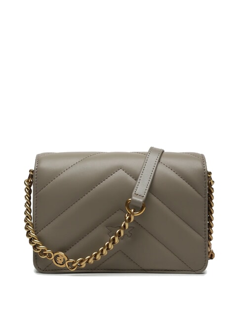 LOVE CLICK Mini-Tasche aus gestepptem Leder Walnuss-Antikgold - Damentaschen