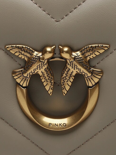 LOVE CLICK Mini-Tasche aus gestepptem Leder Walnuss-Antikgold - Damentaschen